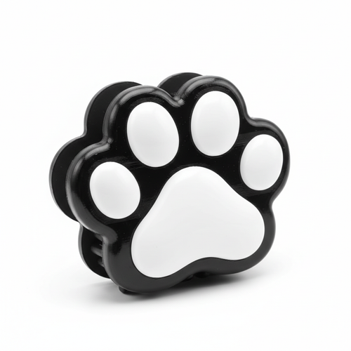 3D-Printed Dog Paw Hair Claw in black and white - standalone product shot