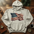 Rustic American Flag Hoodie | Holiday Sale | Painterly Wind-Blown Design