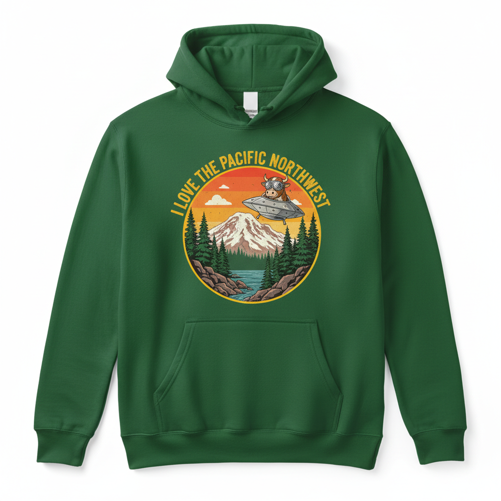 Green hoodie - I Love the Pacific Northwest