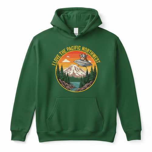 Green hoodie - I Love the Pacific Northwest