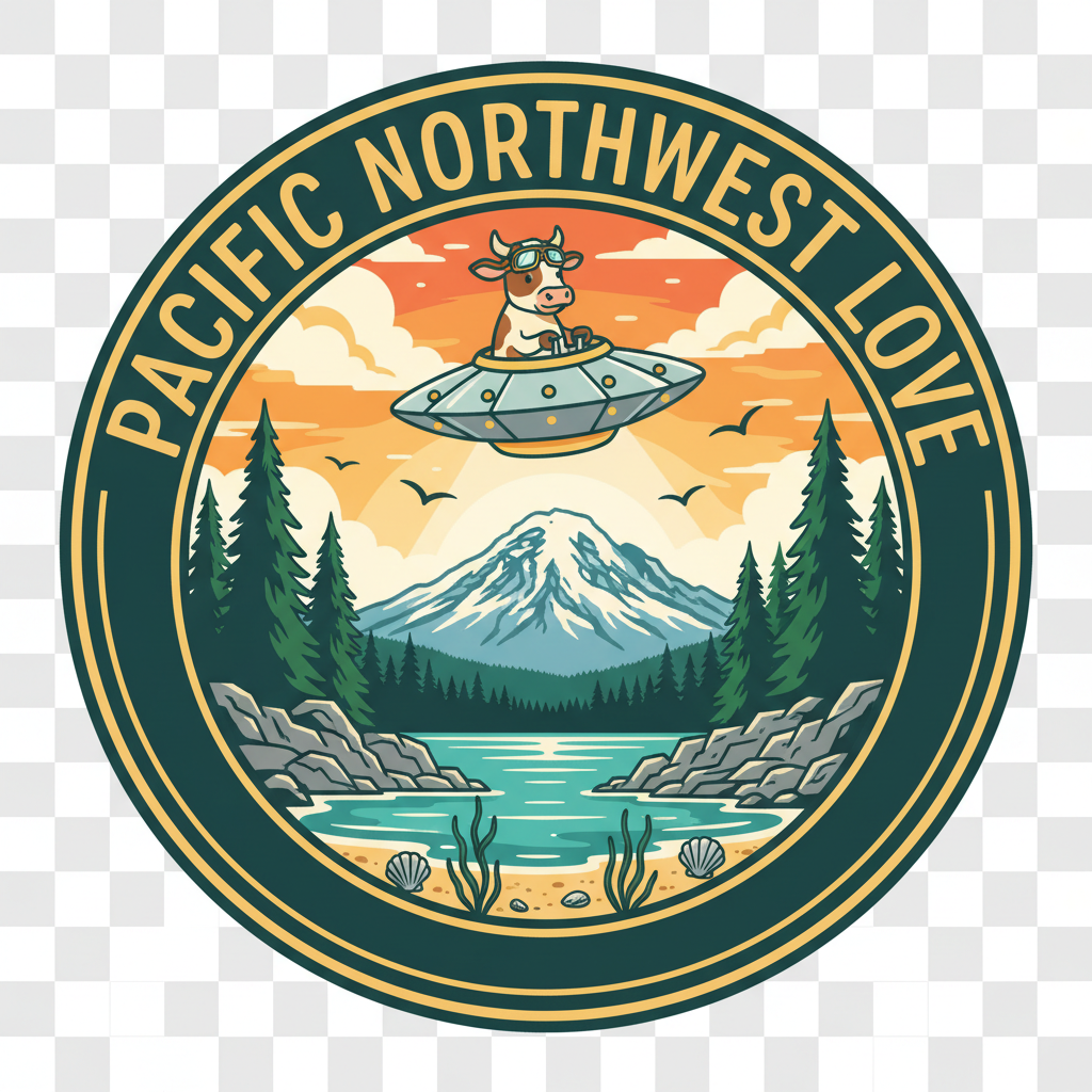 I Love Pacific Northwest Hat — UFO Cow Badge Cap